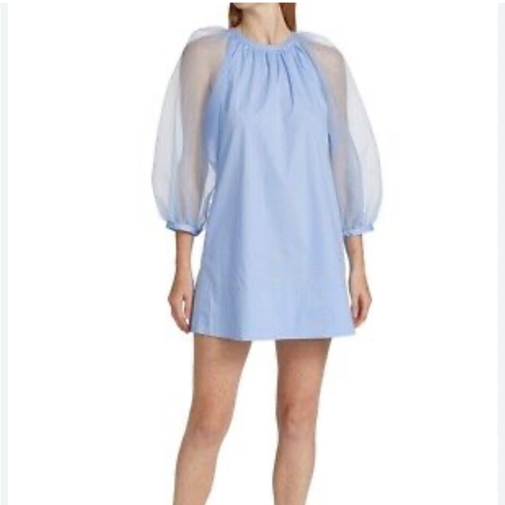 STAUD Garden Puff-Sleeve
Mini Dress in French Blue